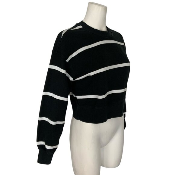 Lululemon Perfectly Oversized Cropped Crew Sweatshirt 0 Boundless Stripe Black - Picture 4 of 13